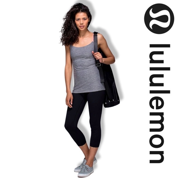 LULULEMON Dancing Warrior Tank in‎ Heathered Slate/Grapefruit - Picture 2 of 7